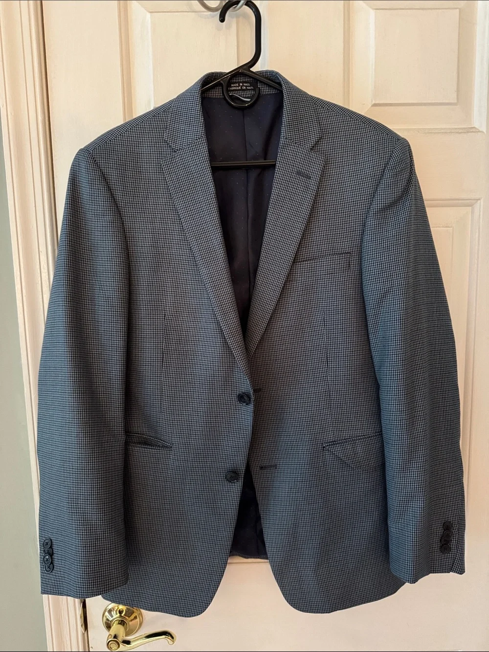 Tommy Hilfiger Men's Gray Micro-Check/Houndstooth Blazer - Classic Tailored Fit